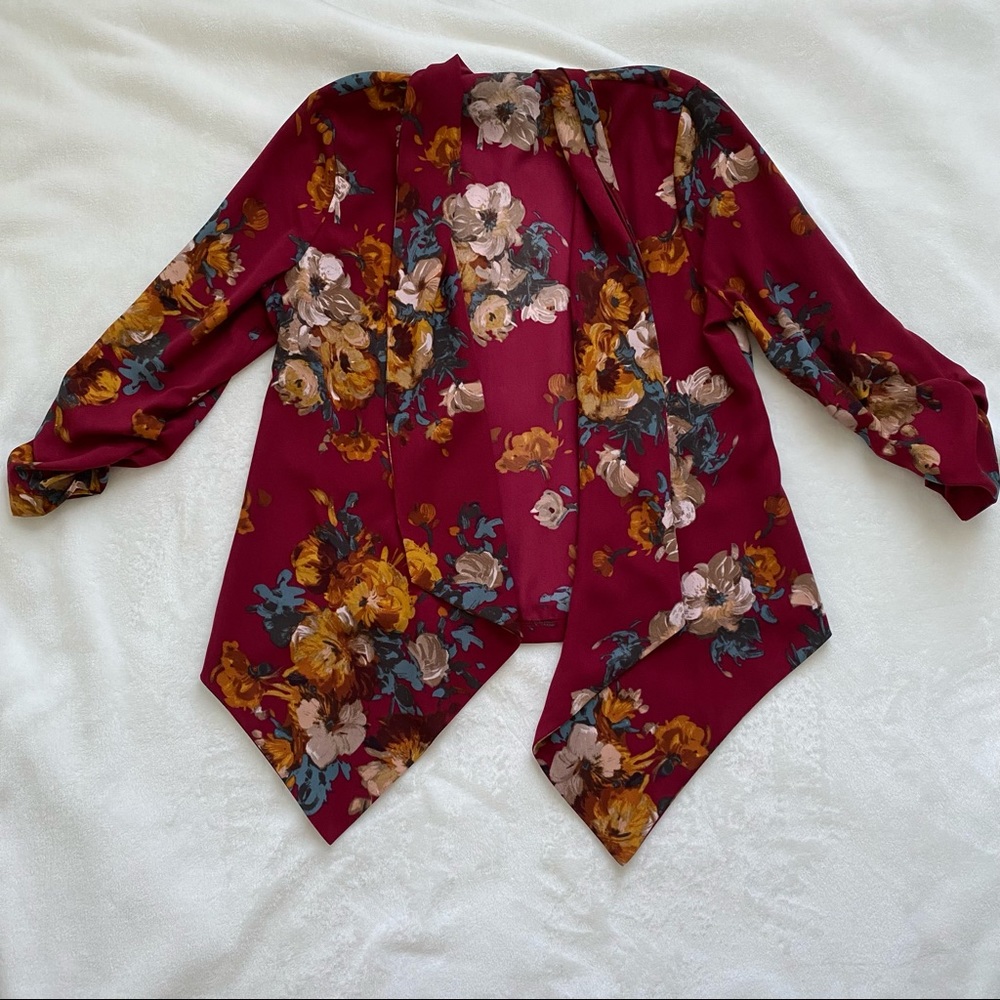 NWOT Maroon Floral Blazer
